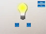 The Enlight Me Light free online puzzle game screen showing a variety of abstract switches, buttons, and a lamp on a simple panel, waiting for the player to find the correct sequence.