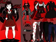 Ruby Dress Up online game screenshot showing an emo girl with alternative clothing and accessories