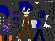 Chibi Noctis from Final Fantasy XV in a dress-up game, an adorable small version of the prince wearing various outfits.