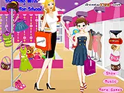 School Shopping Day dress-up game showing a fashionable girl character ready for her shopping trip with her mother