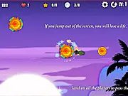 Jumping Robot free online game, robot jumping on planets to grab stars, play free platformer game, collect shield and heart power-ups