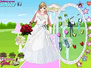 Pretty Shy Bride Dress Up game screen showing a shy bride character in a wedding dress, available to play free online