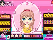 Glam Makeover game screenshot showing a woman with applied makeup and a stylish outfit ready for a fashionable event