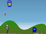 Gameplay screenshot of Bizarre Invaders, shooting at strange flying aliens in a fast-paced free arcade game