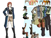 The chic commander character posing in a stylish, authoritative outfit designed in the Dress Up Comandante free online game.