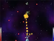 Starmageddon strategy game screen showing a fleet of sci-fi vessels battling in hyperspace, a free online strategy war game
