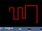 S.N.A.K.E. 08 online game screenshot showing the pixelated green snake moving across the grid to eat a red food pellet