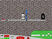 Screenshot from the Hero of Balance retro online game showing the masked hero BaLancelot carefully balancing on a precarious platform.