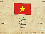 Flags of all Countries Quiz game logo, showing a collection of national flags from around the world, including China, France, and Nauru.
