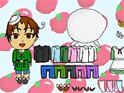 Play Italy Dress Up online free game. Character dressed in stylish Italian-themed fashion with pizza and pasta background.