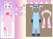 Screenshot of Rem Dress Up! anime fashion free online game showing the character in a cute outfit on PlayArcadeHub