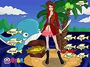 Eleanor's Pirate Adventure Dress Up game featuring a female pirate character wearing a swashbuckling outfit and an eye patch