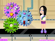 Girl Factory Dress Up game featuring a stylishly dressed character with a factory backdrop