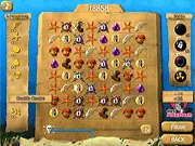 Treasure Coast match 3 puzzle game screenshot showing colorful jewels and an underwater scene