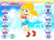 Angel Dress Up game featuring a beautiful angel with wings and a glowing halo