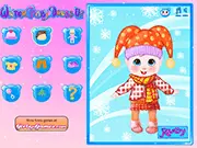 Winter Baby Dress Up game featuring an adorable baby in a warm coat and hat against a snowy backdrop