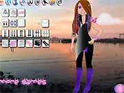 Screenshot of The Jenni Styles online dress up game interface, showing a character model ready for customization with options for clothes, hair, and makeup.