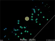 Screenshot from Music Catch game showing a cursor collecting colorful musical notes floating up from a melody line