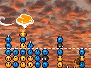 A thundercloud zapping a colored bomb fuse with a lightning bolt in the free online color-matching arcade game Blitz Bombz