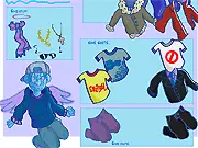 Dezibel, the coolest angel character, wearing a fashionable outfit with large, stylized wings in the Dezibel Dress-Up online game