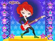 Guitar Star Dressup free online fashion game screenshot showing a rock girl and customizable guitar