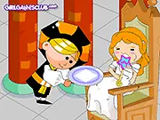 Screenshot of the magical workshop in Lollipop Magics game, a princess looking sad, an evil witch holding a crown, and a sweet lollipop being created