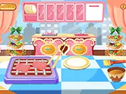 The final cooked dish of golden-brown pork chops with bright green broccoli on a plate in the Pork Chops With Broccoli free online game.