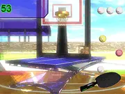 A paddle hitting multiple table tennis balls simultaneously in the fast-paced free online game Power Touch Table Tennis