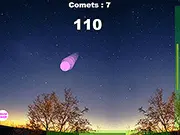 Screenshot of Comet Pong game showing a small white ball (comet) bouncing between two player-controlled platforms on the bottom and right sides of the screen.