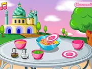Penne With Prawns cooking game screenshot showing fresh pasta, prawns, and herbs ready to be cooked in an Italian kitchen setting