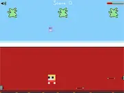 The cute kitty character running toward a target apple while arrows fly down in the free online game Kitty's Heart