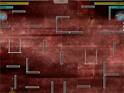 Two mobile suits or giant robots battling each other with lasers and missiles in the Mobile Fight game arena