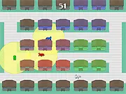 Dogs Peeing Everywhere! online game screenshot. A dog marking a house to claim territory in this competitive action game.