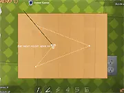 Screenshot of the game Slice The Box showing a wooden box being cut with a saw and a target geometric shape highlighted inside.