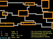 Eugor dungeon crawler screen showing the hero character fighting enemies in a top-down view with inventory and health bars displayed.