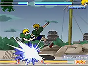 The fight screen from the Sillybull Street Fighter game, showing two stylized characters mid-battle in a street-themed fighting arena