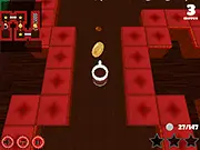 Rootbeer Slider 3D game screen showing a mug of root beer sliding across a stylized 3D wooden track with stars and coins.