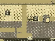 Gameplay screenshot of the retro Dig Dug 8-bit arcade game showing the main character, Dig Dug, about to pop a red Pooka with his air pump in an underground tunnel.