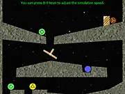 Logic Color Infection free online puzzle game physics gameplay screen showing colored balls and wooden blocks