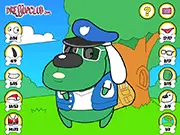 Happy Puppy Dress Up online game, dog wearing a silly hat and sunglasses