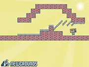 Psychosomnium game screenshot showing a quirky character in a sparse, visually unique dream level of the challenging psychological platformer game