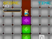 Screenshot of the game Speed Miner showing a grid of various colored blocks with directional arrows, a score counter, and a timer counting down from 90 seconds.