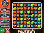 Fruti Tuti free online game board with colorful, stylized fruits like apples and bananas arranged in a grid