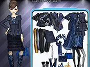 Fashion model wearing elegant navy blue outfit, stylish dress up game, play Navy The New Neutral online
