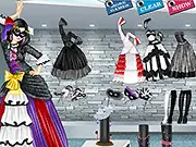 Masquerade Fashion online dress up game screenshot showing a model wearing an elegant gown and an ornate gold mask