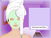Make Me Stunning game screenshot; girl getting a glamorous makeover with makeup and hair; free online fashion and beauty game