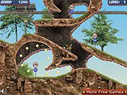 Maria riding a tiny bicycle over a series of ascendingly difficult obstacles in the free online physics-based racing game Micro Bike