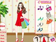 Screenshot of the Pleat Fashion dress-up game, displaying a stylish woman in a beautifully flowing pleated skirt and top, ready for the player to accessorize.