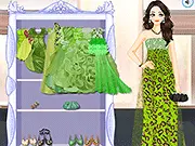 Free online fashion game Lime Green Dresses showing a confident model wearing a stunning long lime green gown