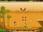 Jungle Boy character running and jumping over a dangerous gap in the free online adventure game Jungle Journey